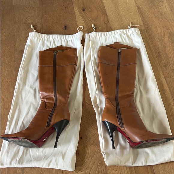 CESARE PACIOTTI RANDALL COGNAC LEATHER KNEE HIGH BOOTS - Picture 5 of 11